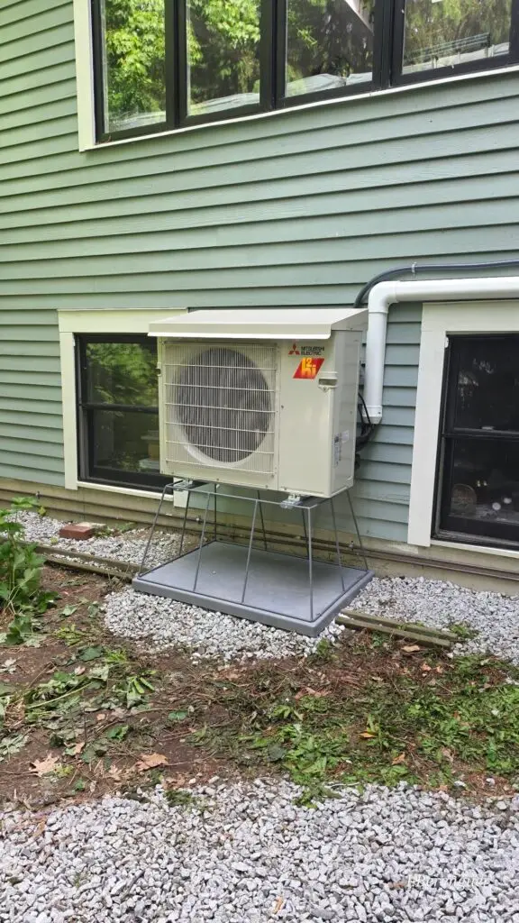 Mitsubishi MXZ-2D20NLHZ outdoor basement mini split installed outside a Concord home